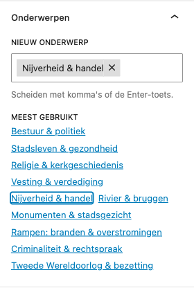 Onderwerp toewijzen aan een gebeurtenis